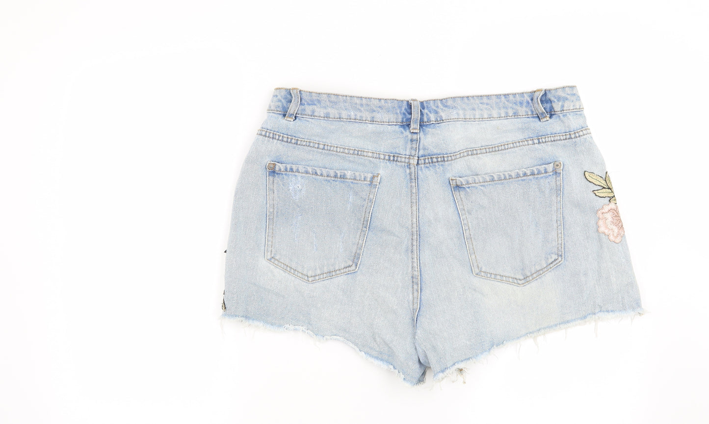 New Look Womens Blue Floral  Cut-Off Shorts Size 16