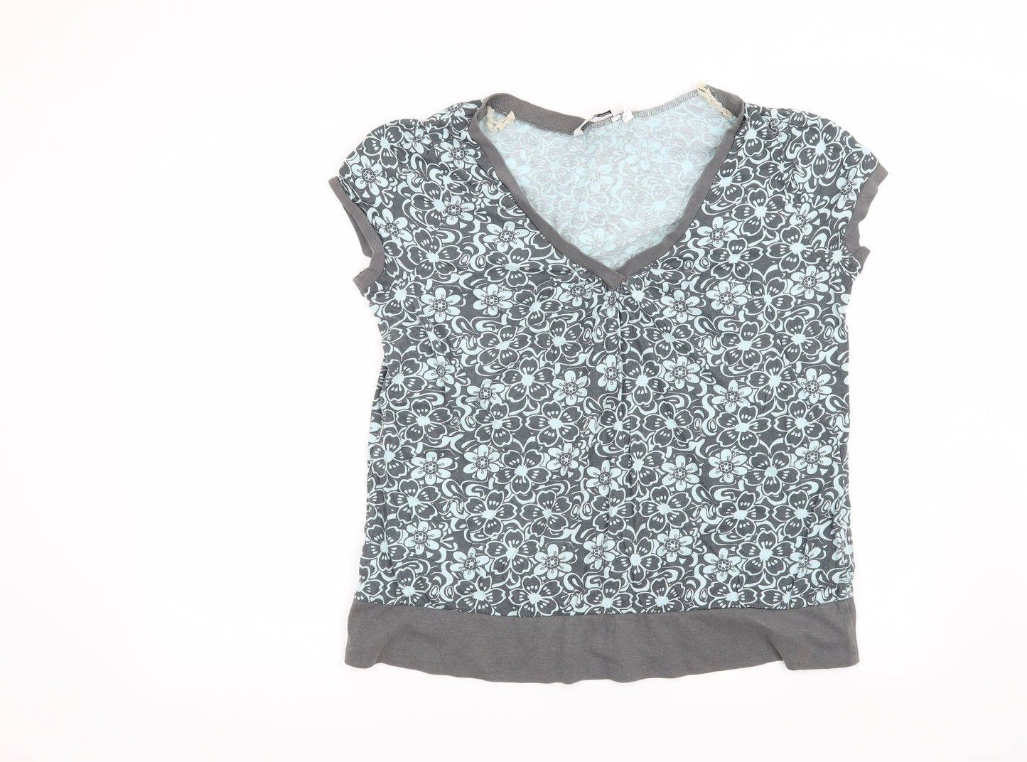 New Look Womens Grey Floral  Basic T-Shirt Size 18