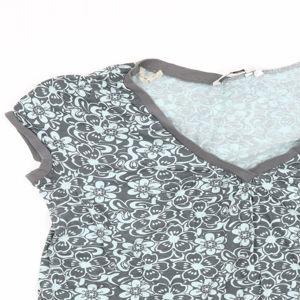 New Look Womens Grey Floral  Basic T-Shirt Size 18
