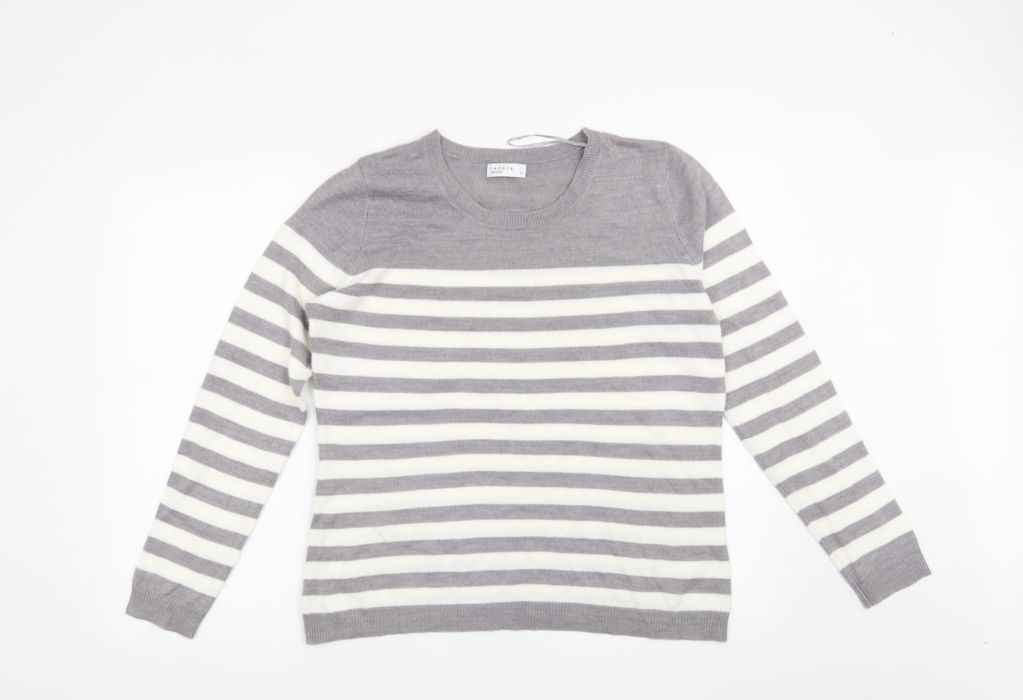 Papaya Womens Grey Striped  Pullover Jumper Size 14