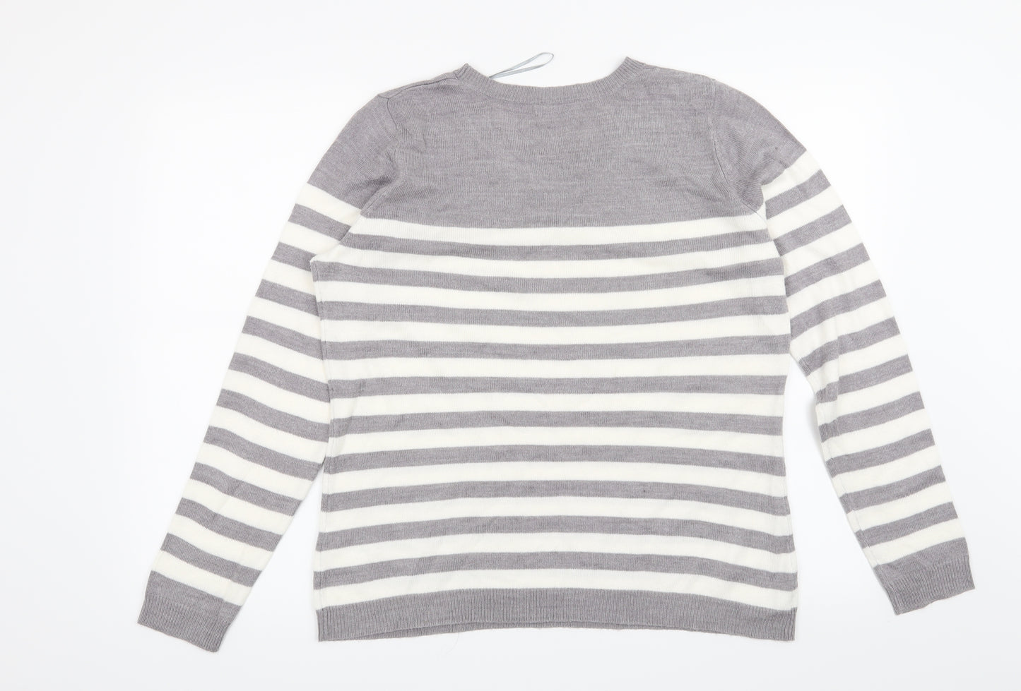 Papaya Womens Grey Striped  Pullover Jumper Size 14