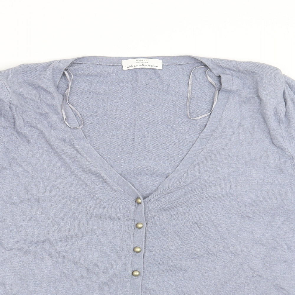 Marks and Spencer Womens Blue   Cardigan Jumper Size 14