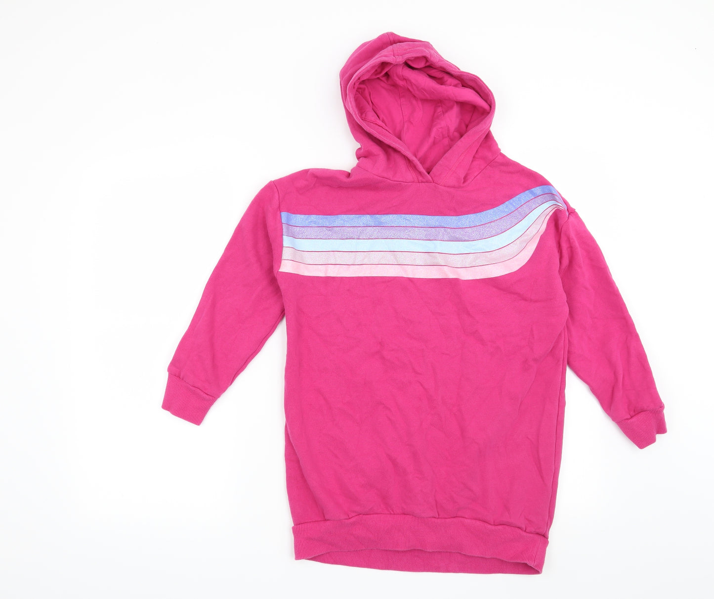 NEXT Girls Pink Striped  Pullover Hoodie Size 11 Years