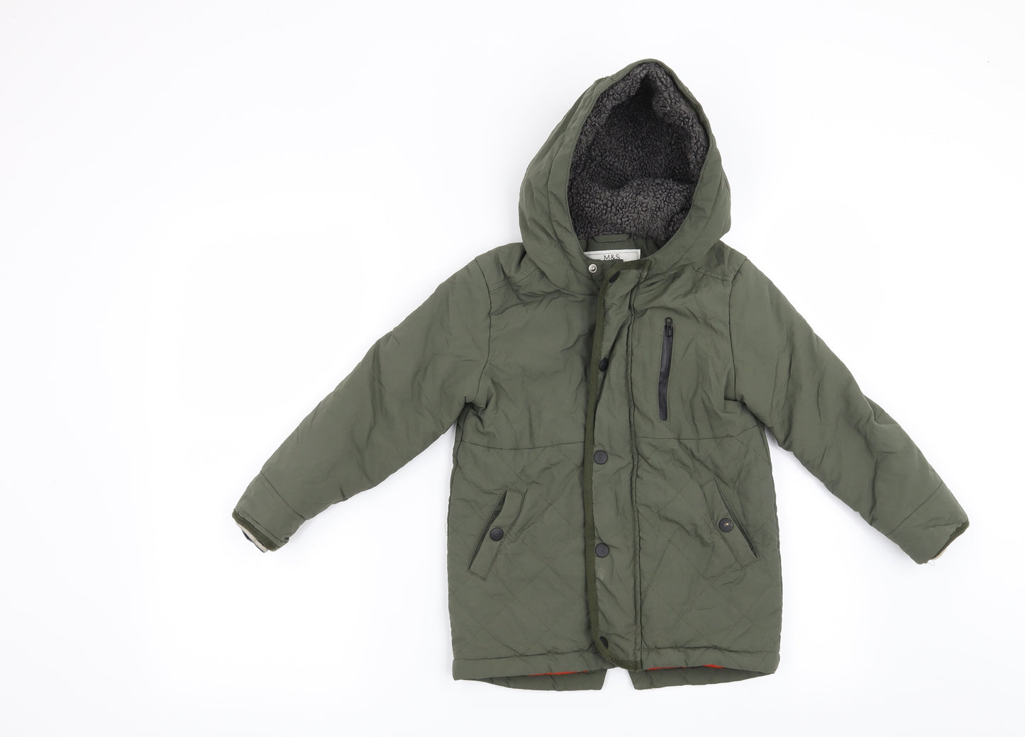 Marks and Spencer Boys Green   Overcoat Coat Size 4-5 Years
