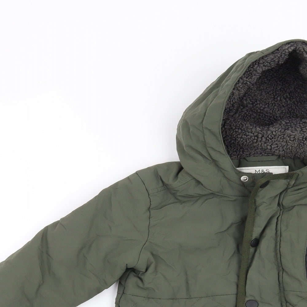 Marks and Spencer Boys Green   Overcoat Coat Size 4-5 Years