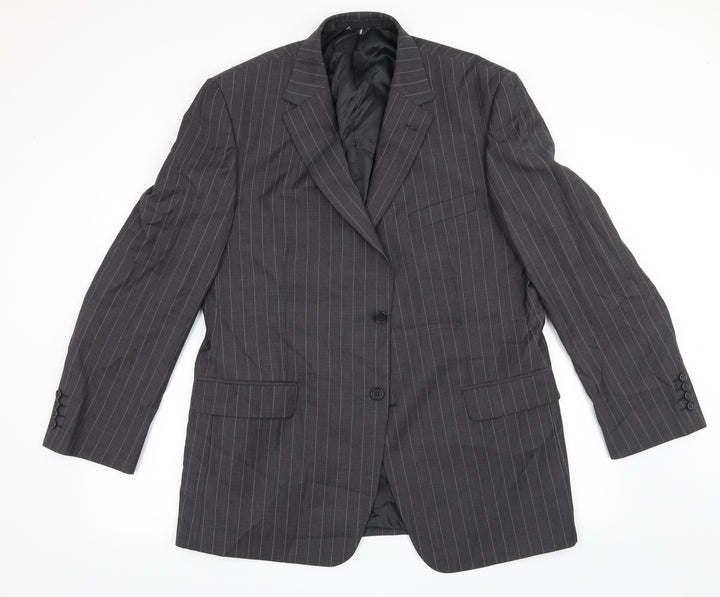 Marks and Spencer Mens Grey Striped  Jacket Suit Jacket Size 44