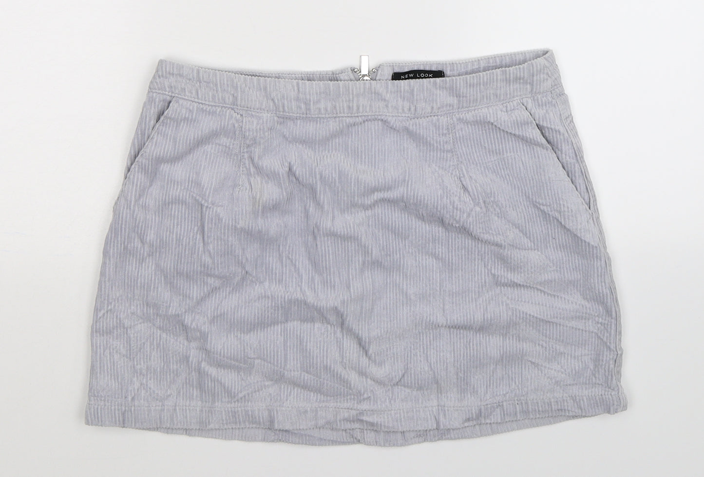 New Look Womens Grey  Corduroy Mini Skirt Size 10