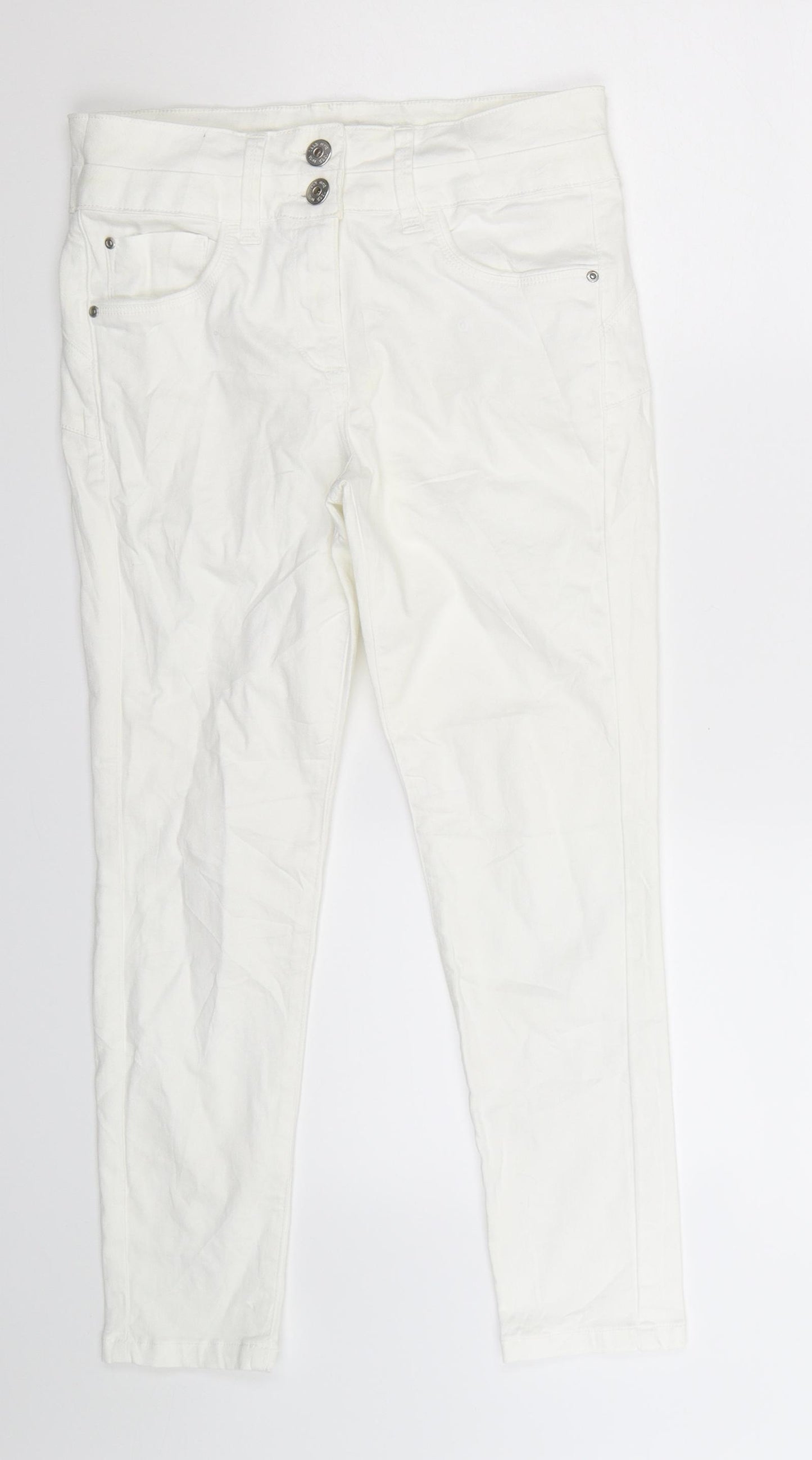 NEXT Womens White  Denim Jegging Leggings Size 10 L24 in - Cropped