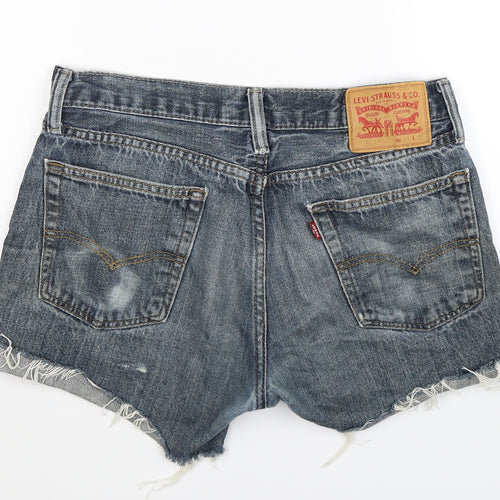 Levi's Womens Blue  Denim Hot Pants Shorts Size 32 in - Distressed