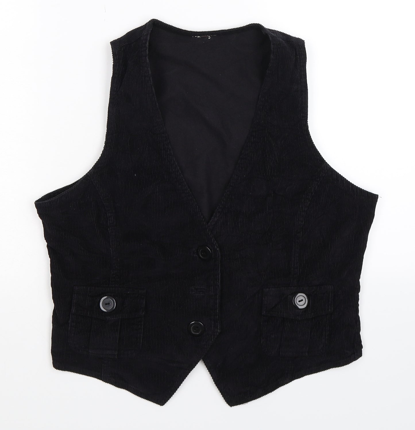 Preworn Womens Black  Corduroy Jacket Waistcoat Size 12