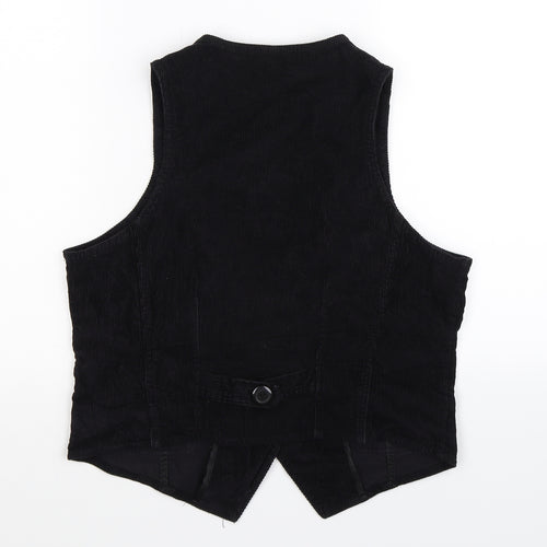 Preworn Womens Black  Corduroy Jacket Waistcoat Size 12
