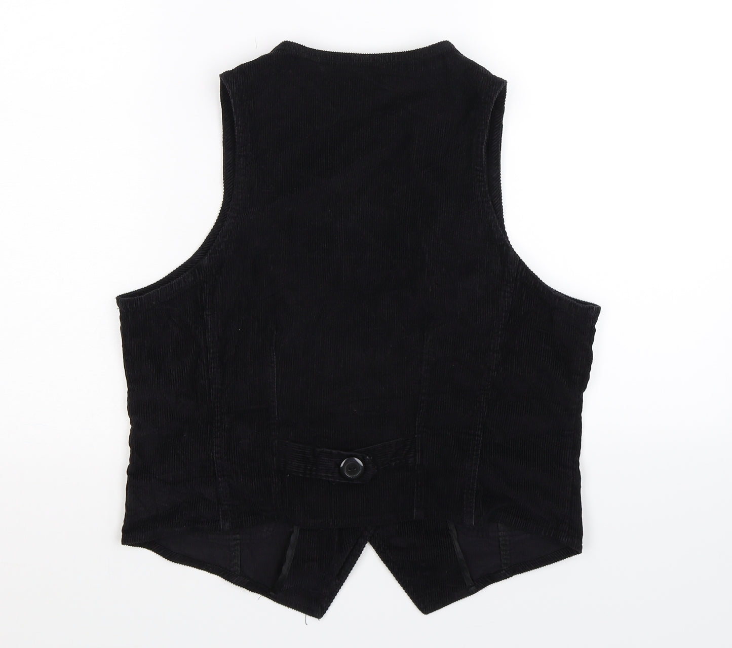 Preworn Womens Black  Corduroy Jacket Waistcoat Size 12