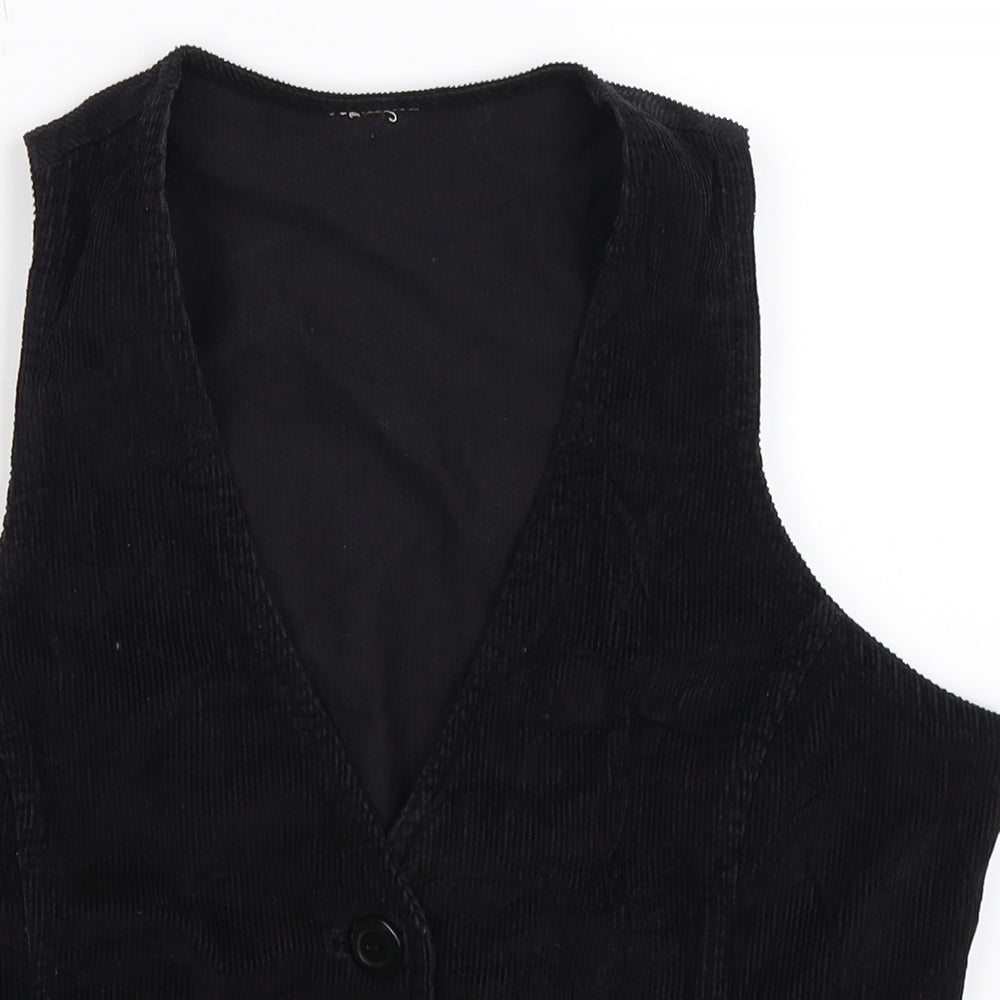Preworn Womens Black  Corduroy Jacket Waistcoat Size 12