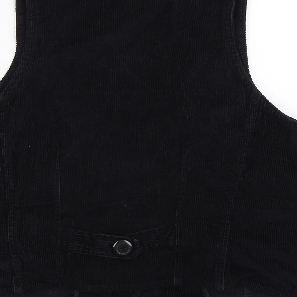Preworn Womens Black  Corduroy Jacket Waistcoat Size 12