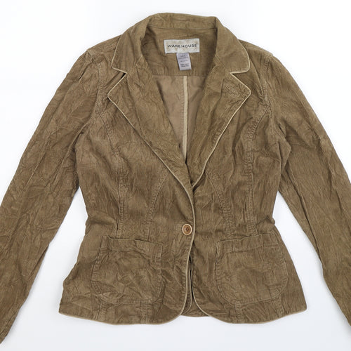 Warehouse Womens Beige  Corduroy Jacket Blazer Size 8