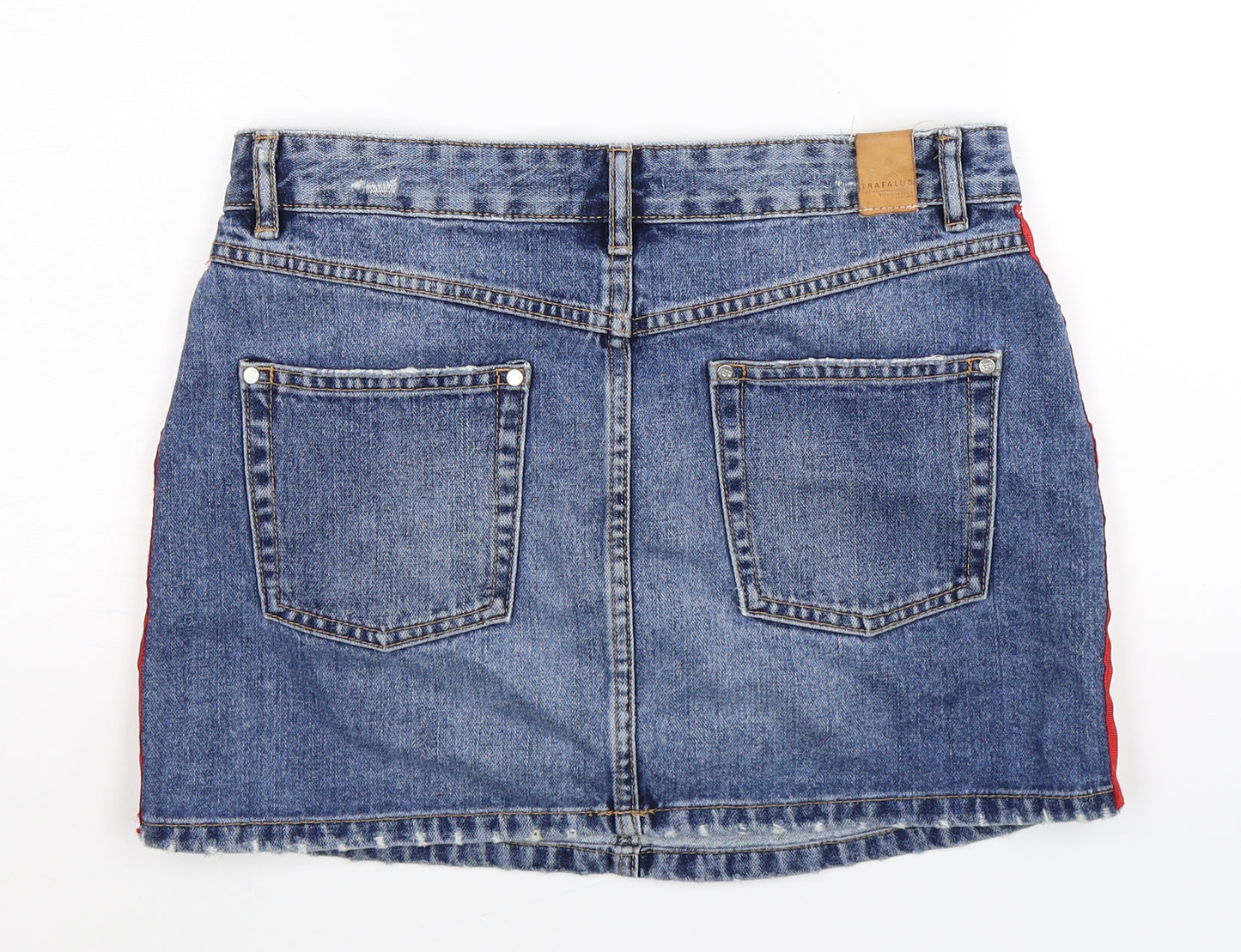Zara Womens Blue Striped Denim Mini Skirt Size M