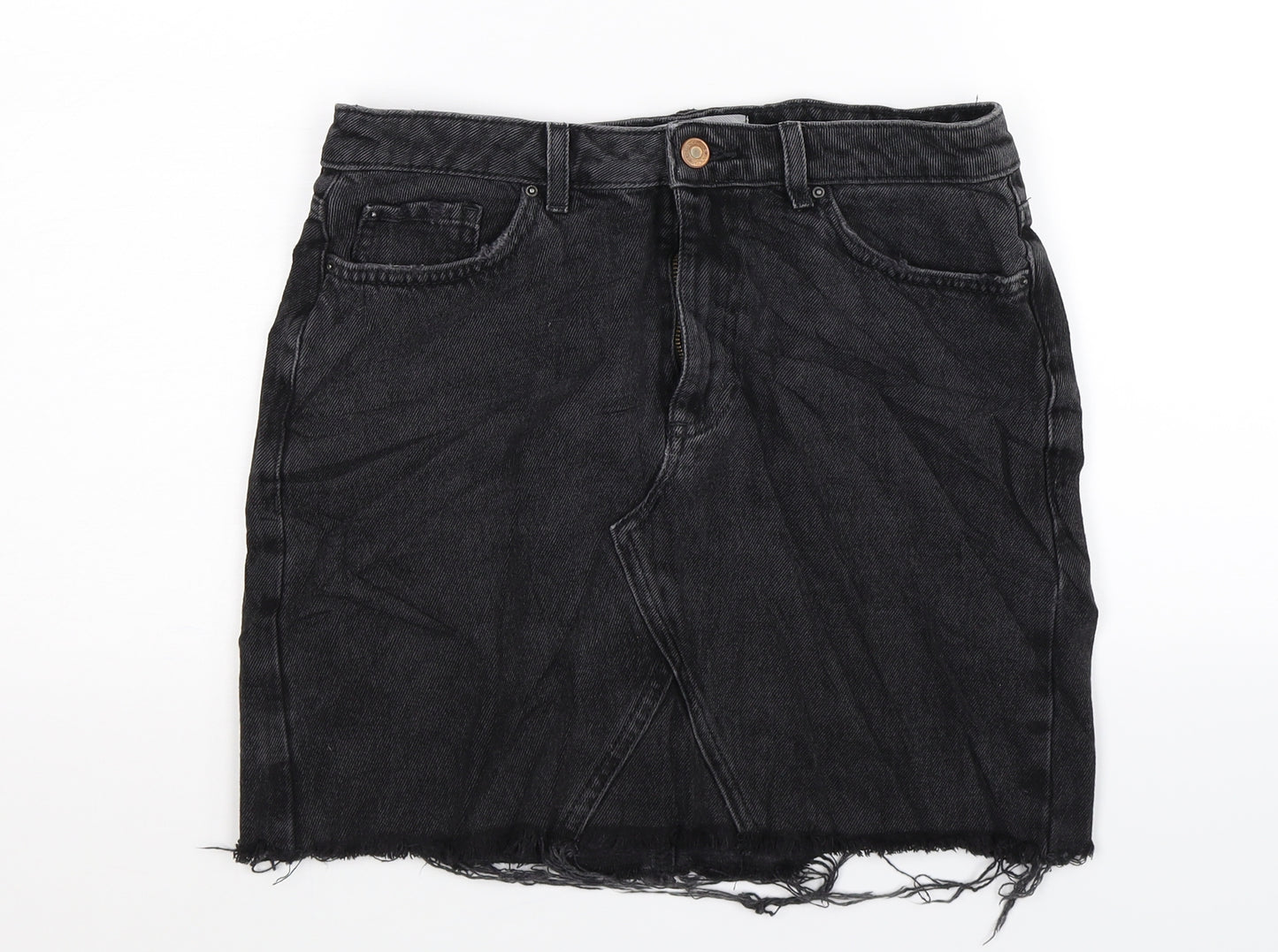 New Look Womens Black  Denim Mini Skirt Size 10