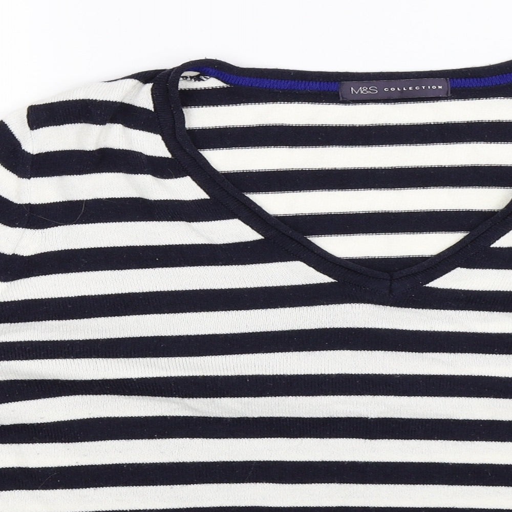 Marks and Spencer Womens Blue Striped Knit Pullover Jumper Size 18