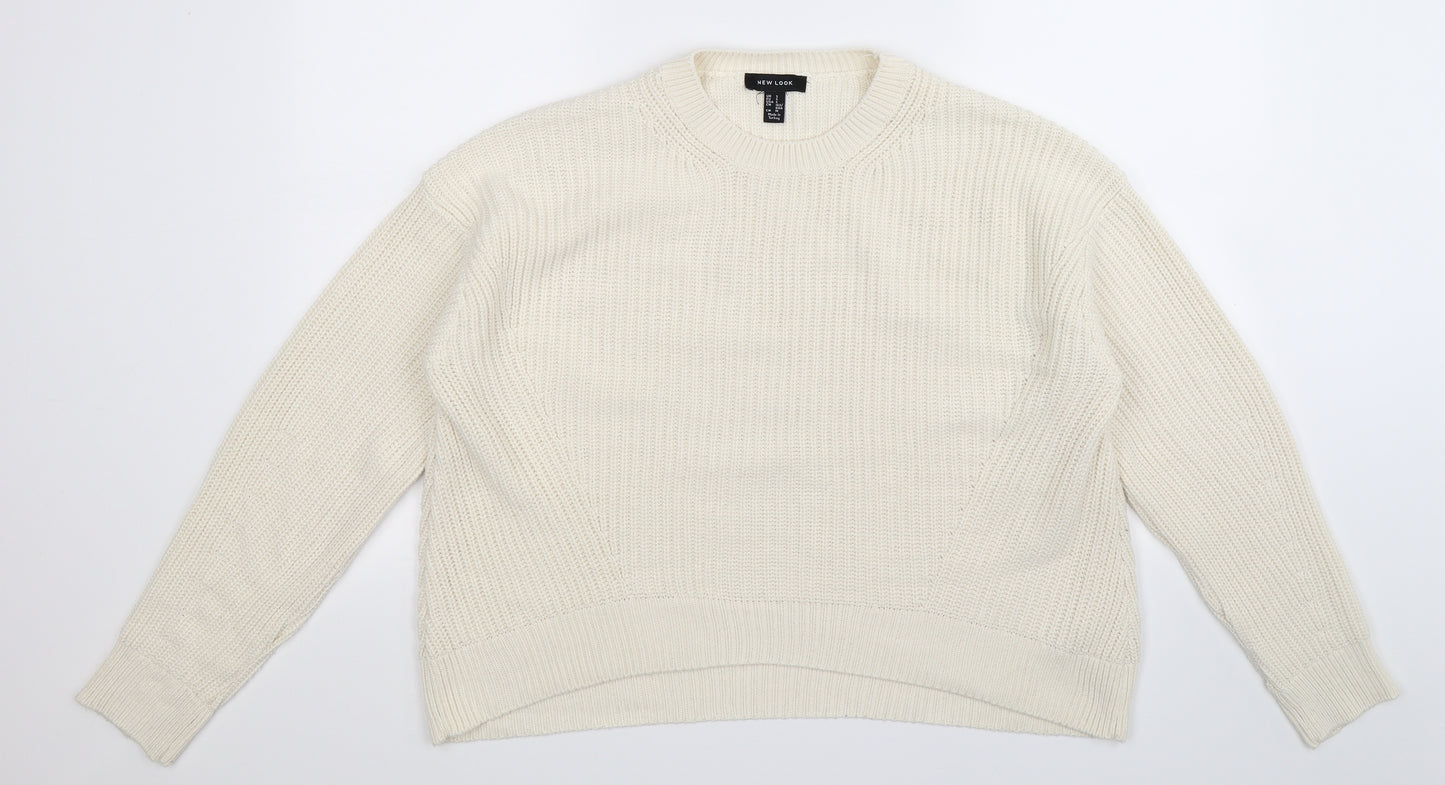 New Look Womens White  Knit Pullover Jumper Size S