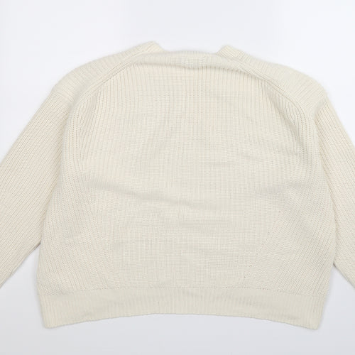 New Look Womens White  Knit Pullover Jumper Size S