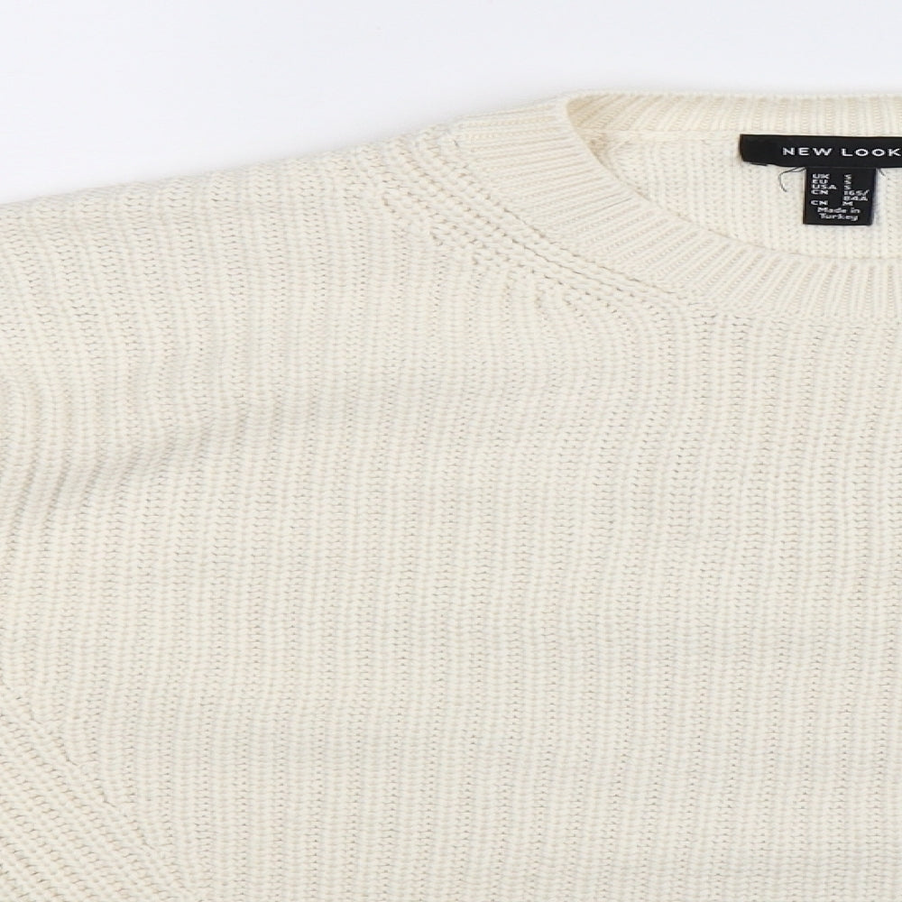 New Look Womens White  Knit Pullover Jumper Size S