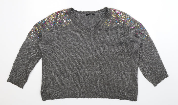 George Womens Grey Knit Pullover Jumper Size M - Oversized