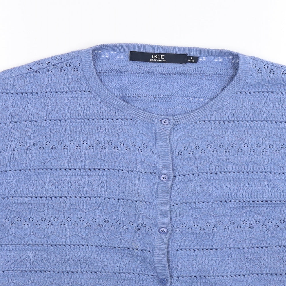 Isle Womens Blue  Knit Cardigan Jumper Size 20