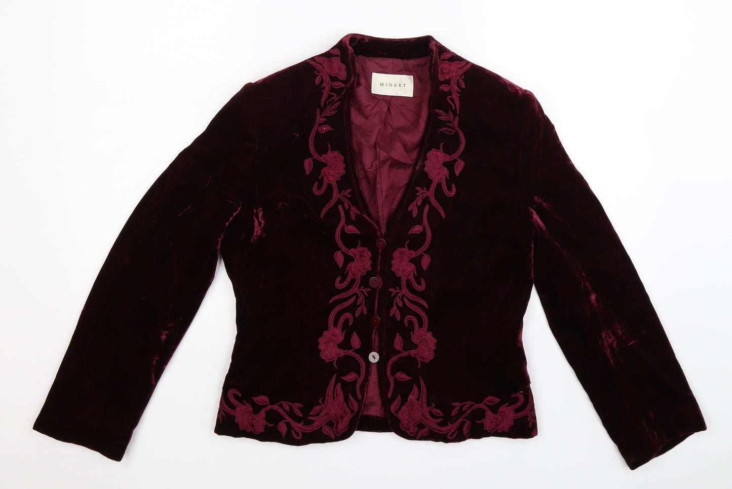Minuet Womens Purple Floral  Jacket Blazer Size 10