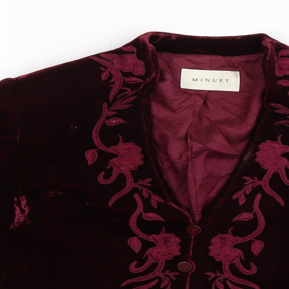 Minuet Womens Purple Floral  Jacket Blazer Size 10