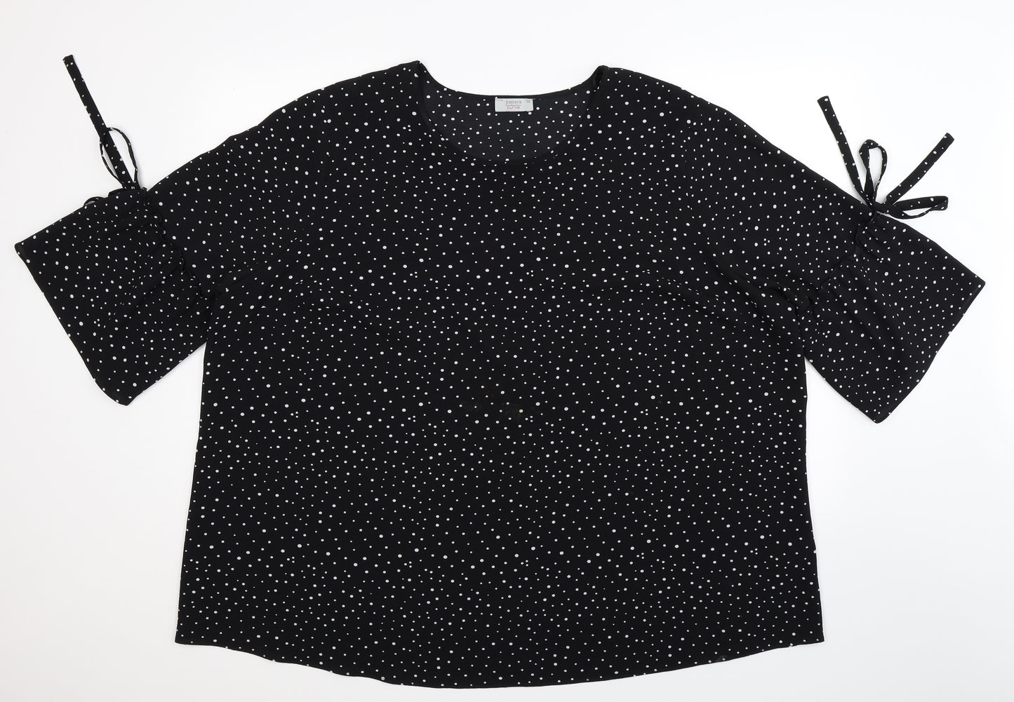 Papaya Womens Black Polka Dot  Basic Blouse Size 28