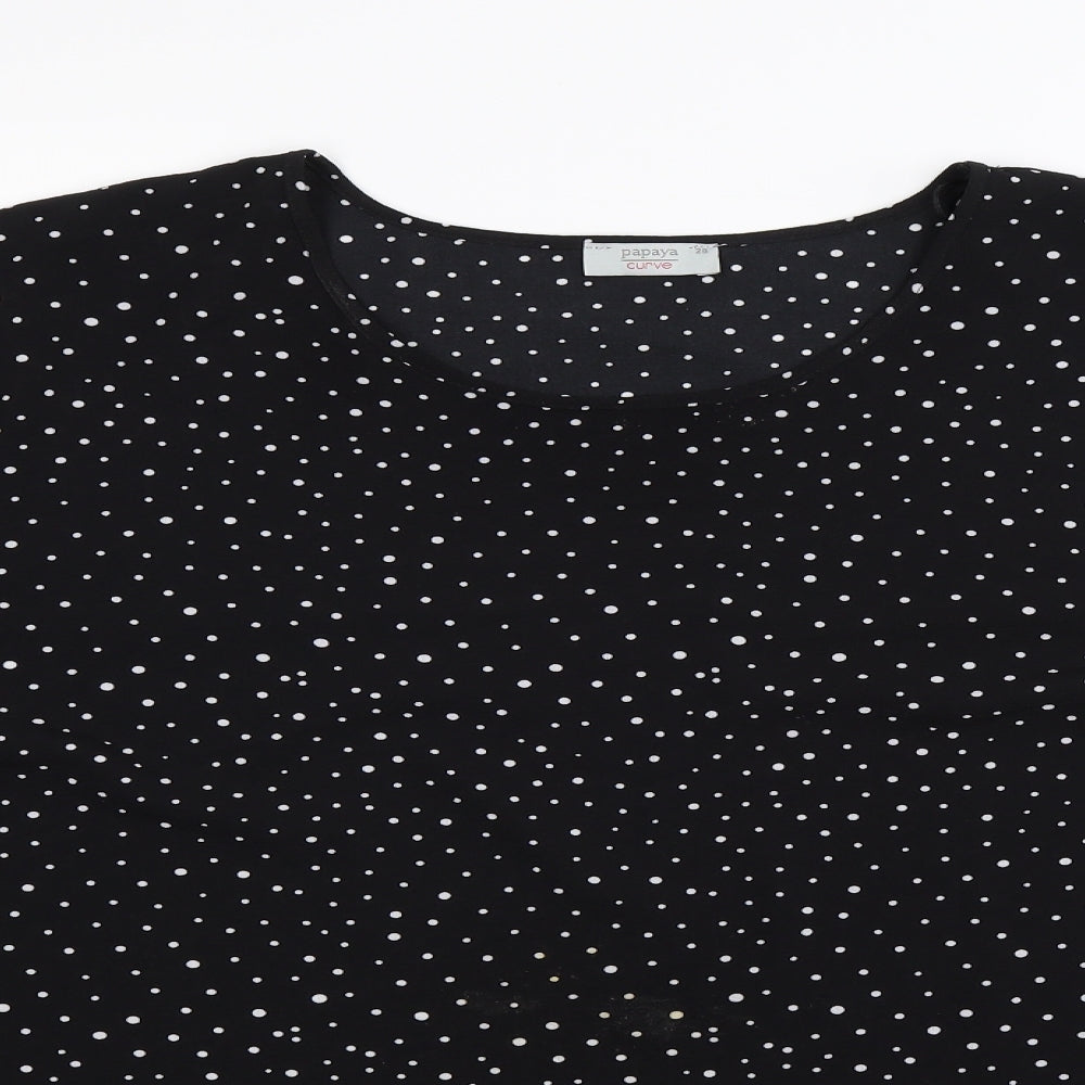 Papaya Womens Black Polka Dot  Basic Blouse Size 28