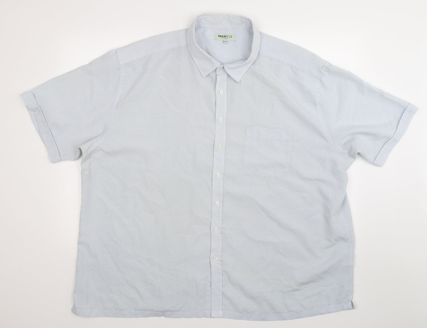Mansize Mens White Check   Button-Up Size 4XL