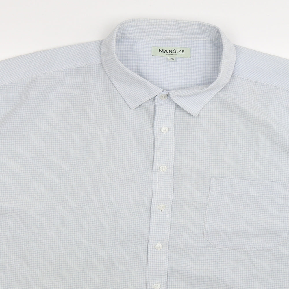 Mansize Mens White Check   Button-Up Size 4XL