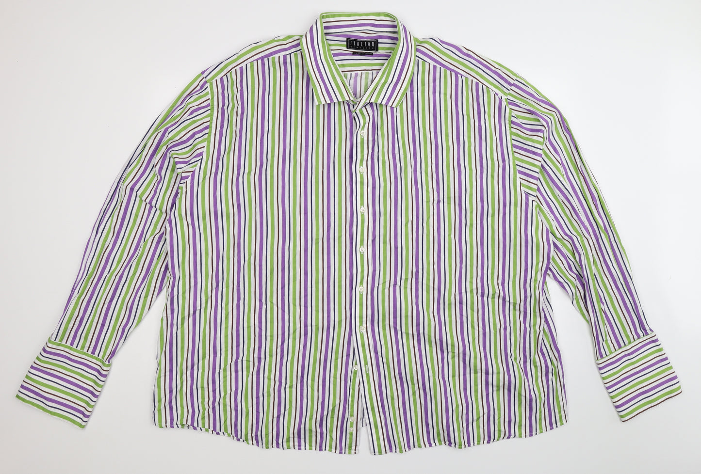Italian classics Mens Multicoloured Striped   Dress Shirt Size Big 5X