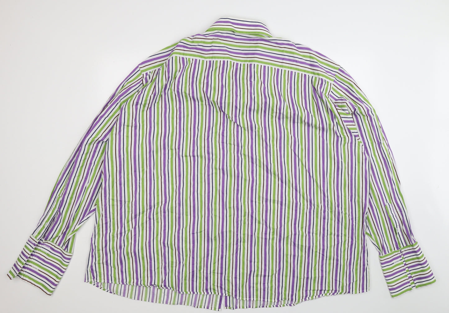 Italian classics Mens Multicoloured Striped   Dress Shirt Size Big 5X