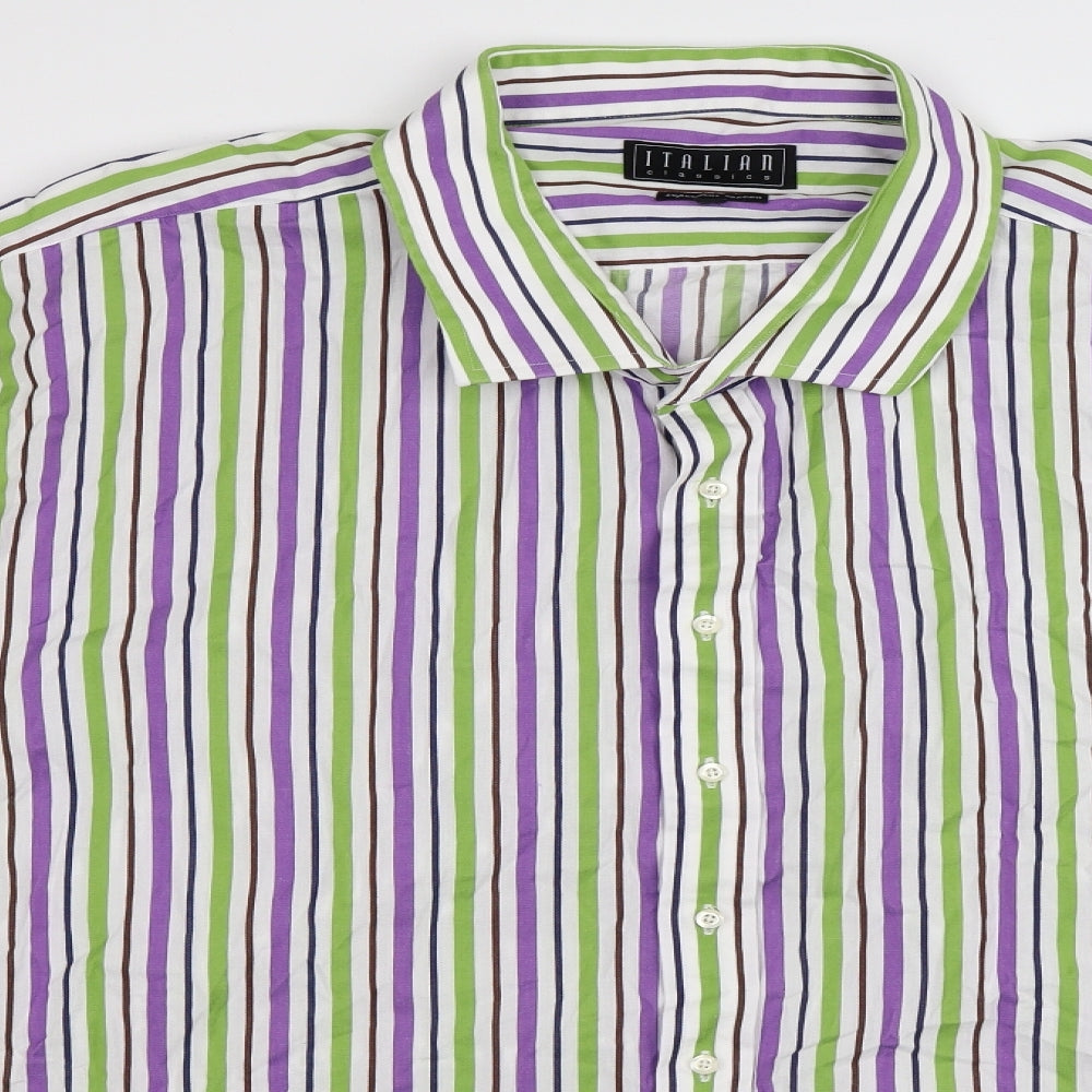 Italian classics Mens Multicoloured Striped   Dress Shirt Size Big 5X