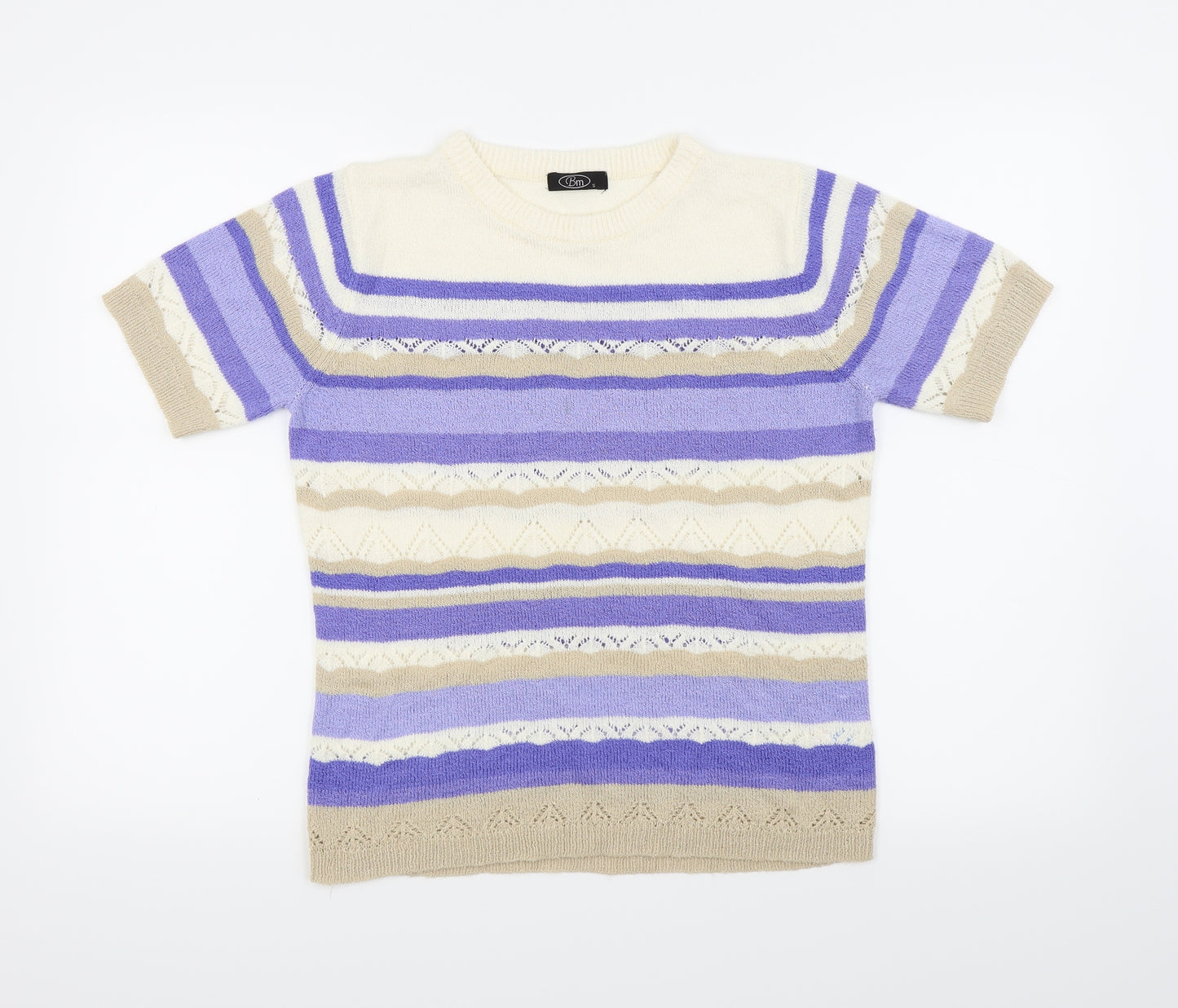 Bon Marché Womens Blue Striped  Basic T-Shirt Size S