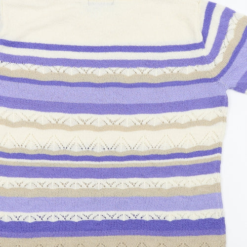 Bon Marché Womens Blue Striped  Basic T-Shirt Size S