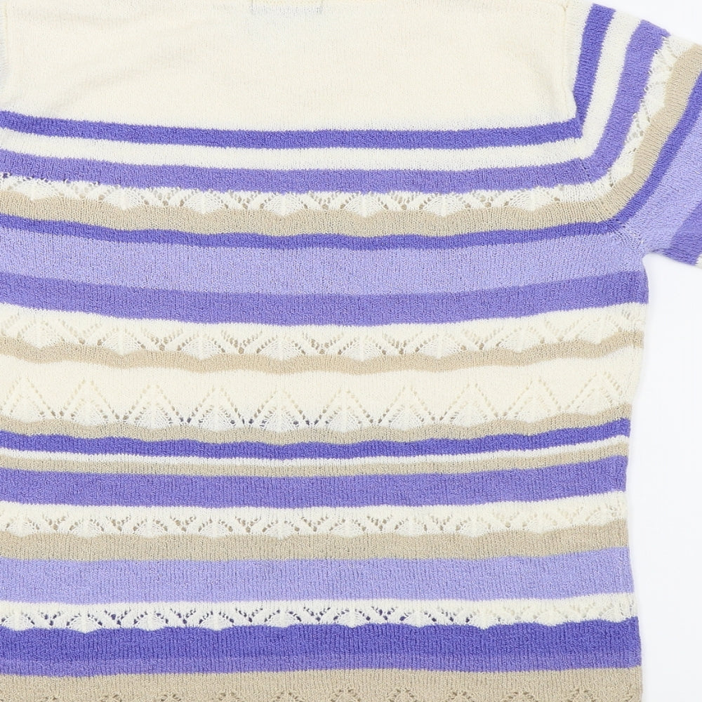 Bon Marché Womens Blue Striped  Basic T-Shirt Size S