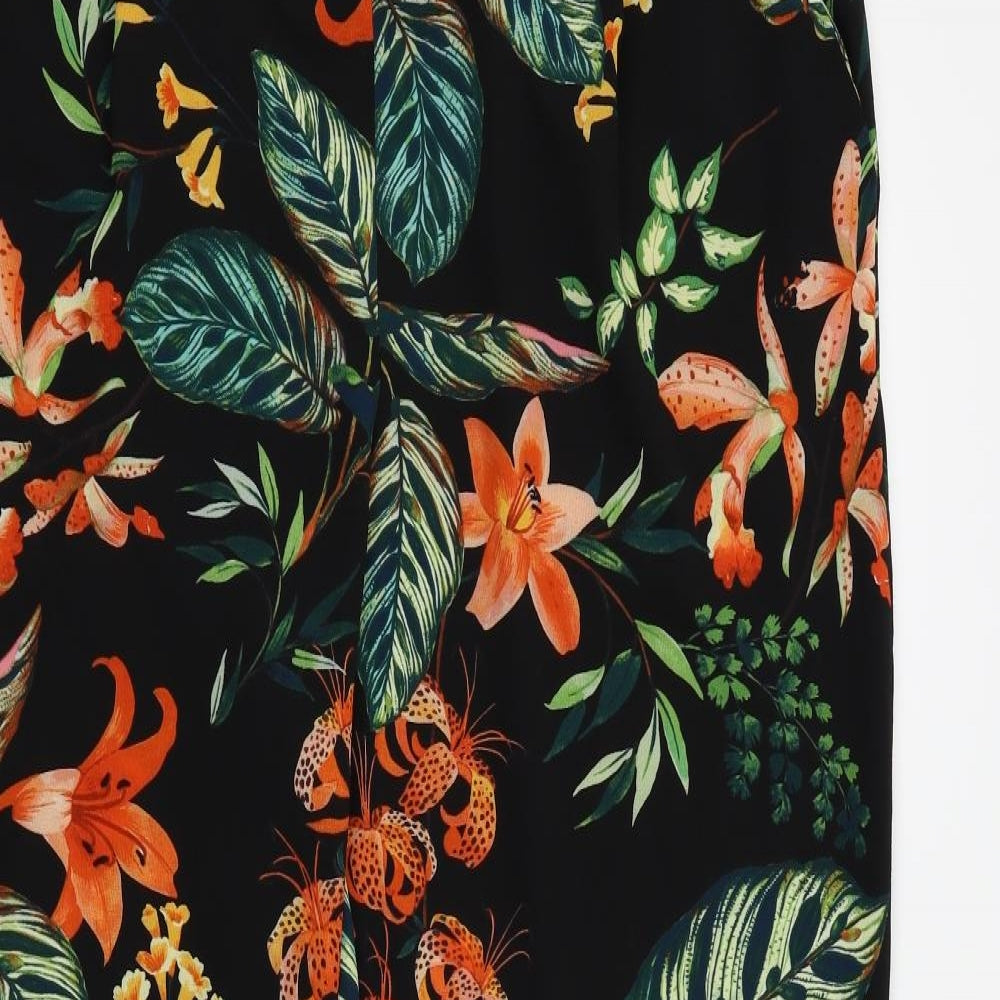 M&Co Womens Black Floral  Trousers  Size 20 L28 in