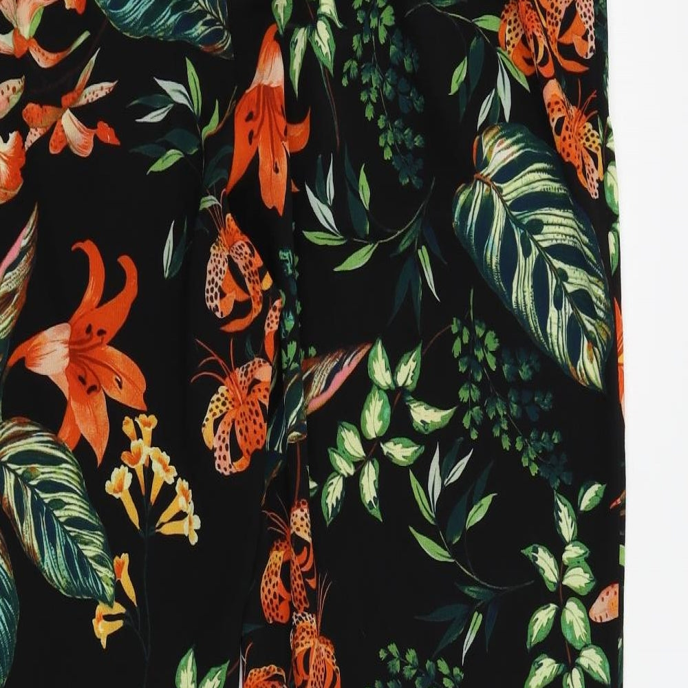 M&Co Womens Black Floral  Trousers  Size 20 L28 in