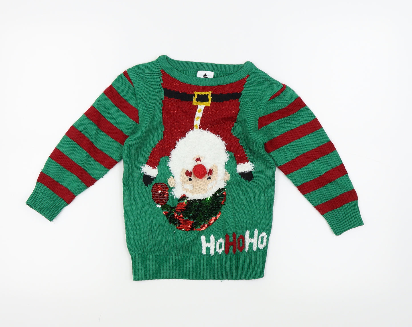 George Boys Green   Pullover Jumper Size 4-5 Years  - Christmas jumper