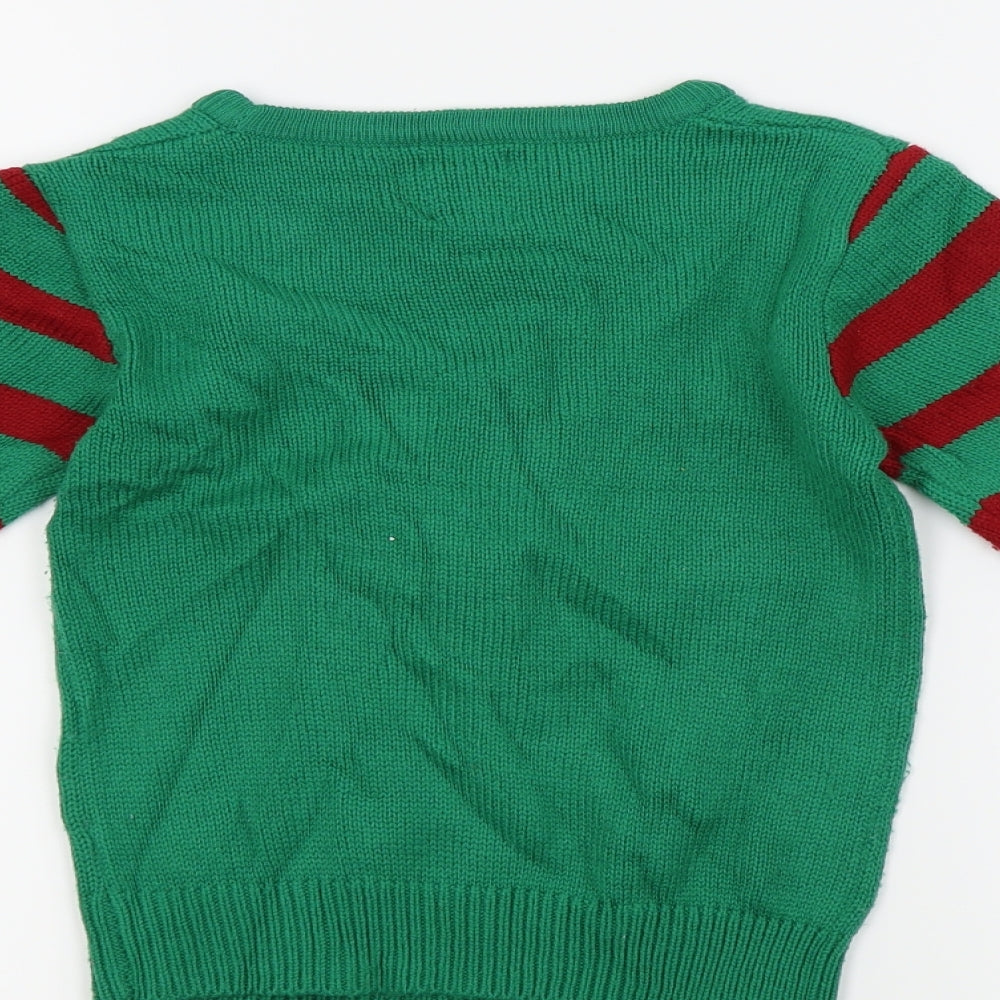 George Boys Green   Pullover Jumper Size 4-5 Years  - Christmas jumper