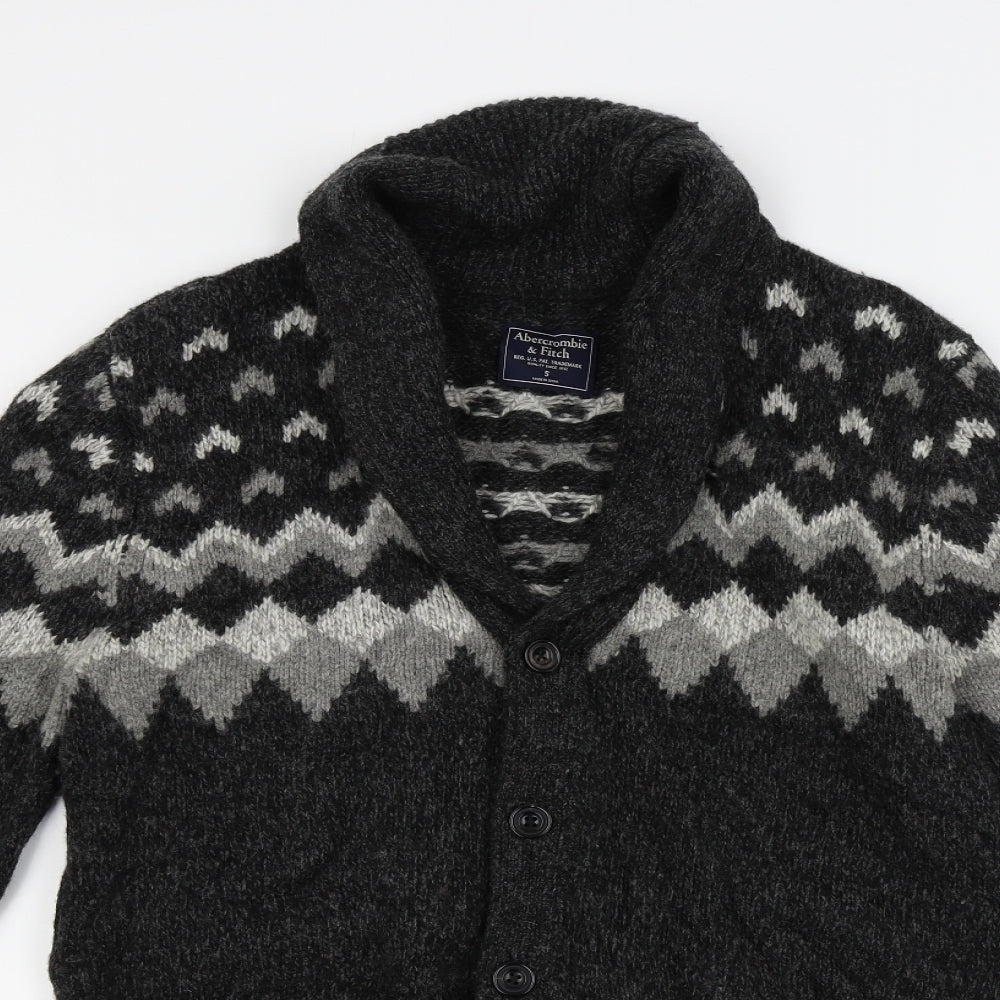 Abercrombie & Fitch Mens Grey   Cardigan Jumper Size S