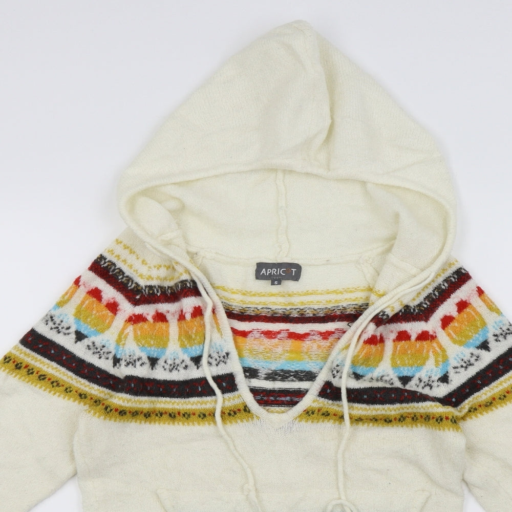 Apricot Womens White   Pullover Hoodie Size S  - Front pocket