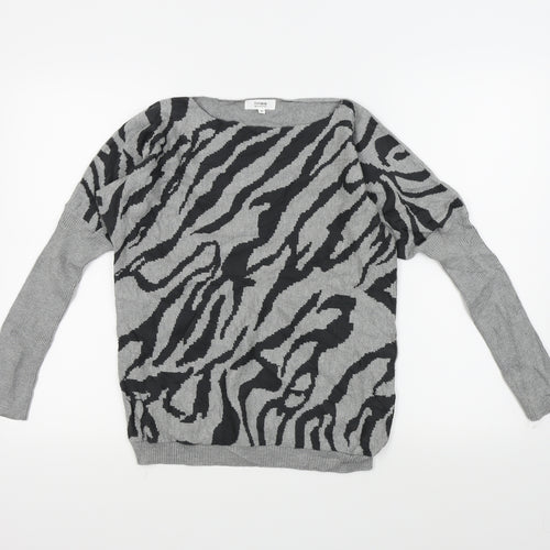 Linea Womens Grey Animal Print  Pullover Jumper Size S