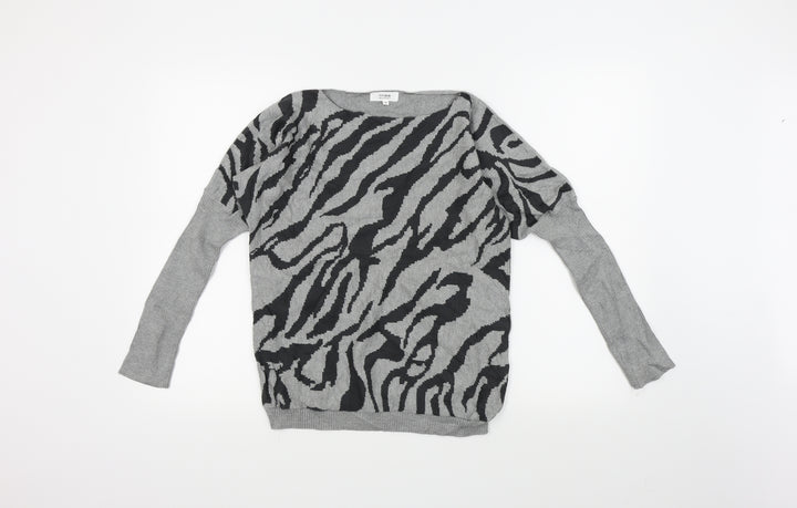 Linea Womens Grey Animal Print Pullover Jumper Size S