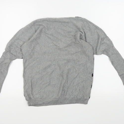 Linea Womens Grey Animal Print  Pullover Jumper Size S
