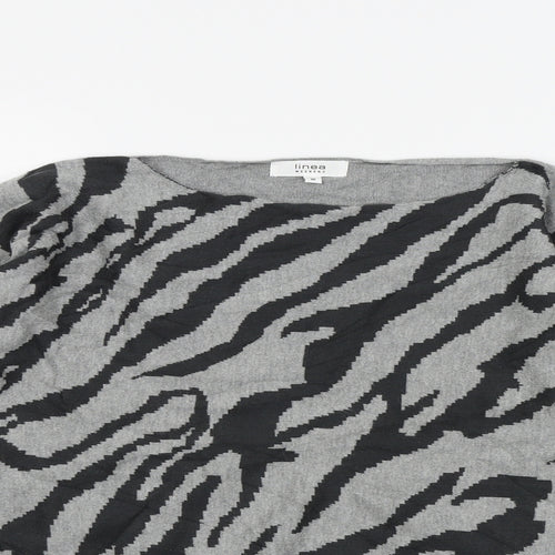 Linea Womens Grey Animal Print  Pullover Jumper Size S