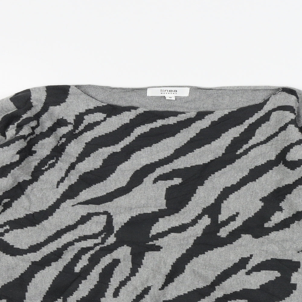Linea Womens Grey Animal Print  Pullover Jumper Size S